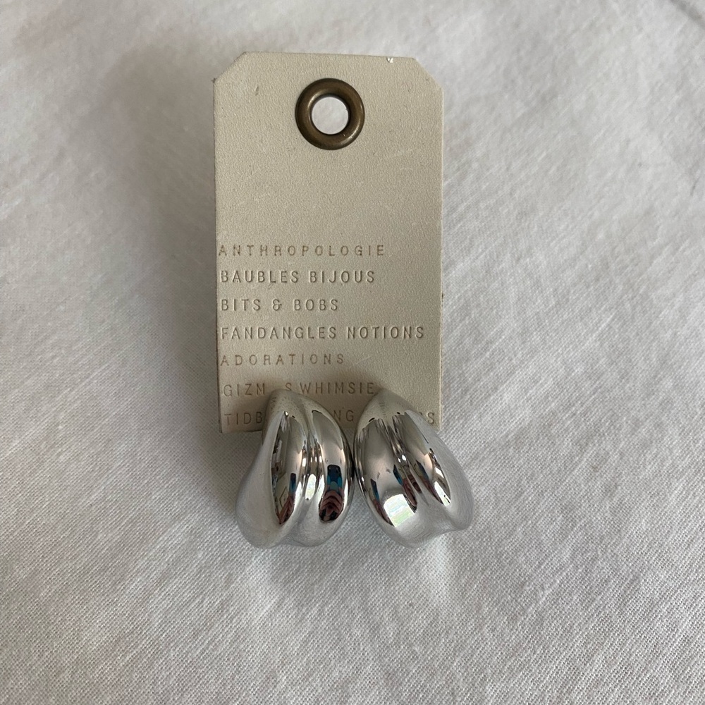 Anthropologie Shiny Silver Earrings